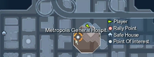 The player marks the location of Doctor Datson and the orange octagon is the mission area.