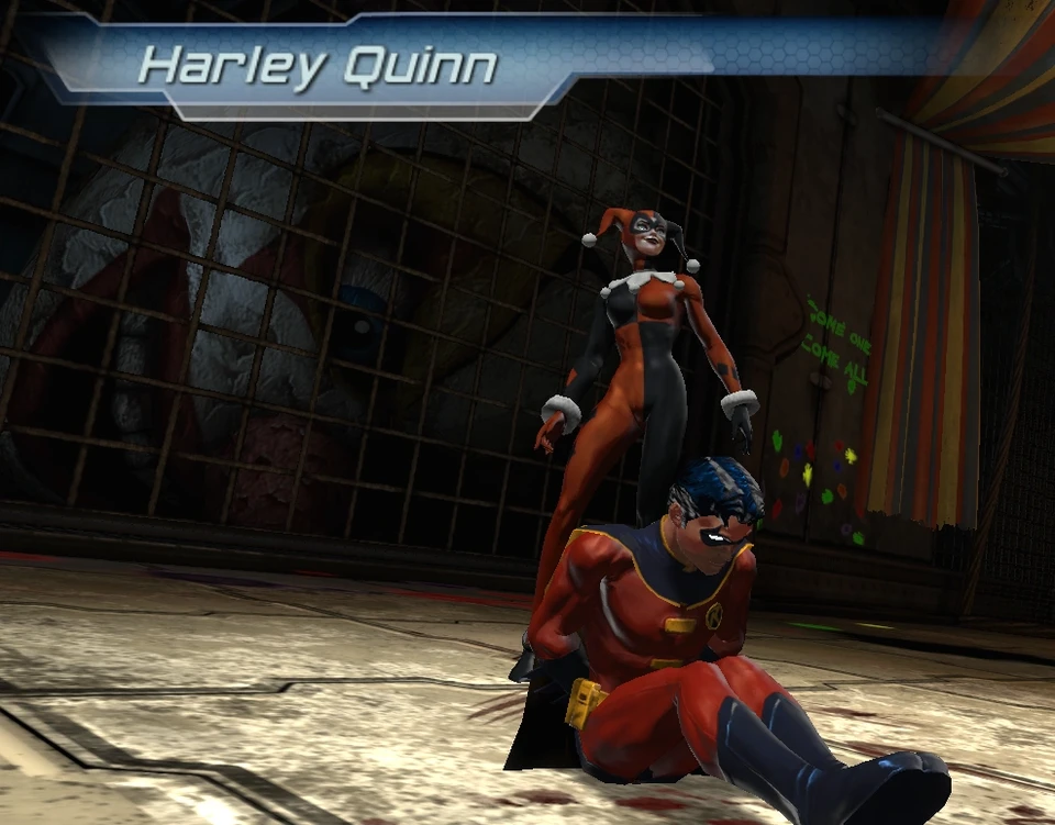 Harley Quinn has captured Robin.