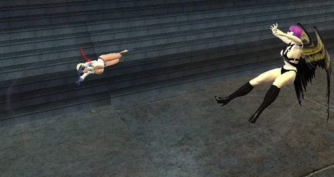 Using her whirlwind special attack.