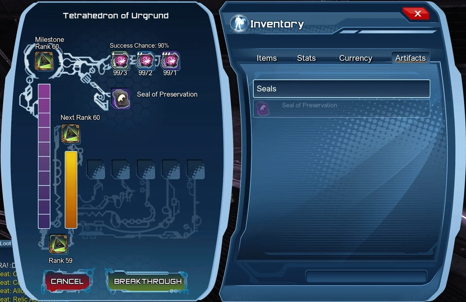 Milestone rank breakthrough with Seal of Preservation