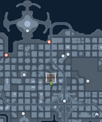 The orange square is the mission area and the player marks the location of .