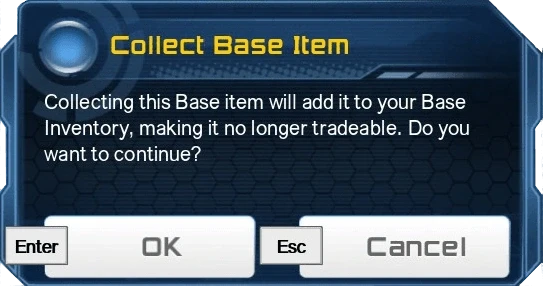 Base Item Collect Warning