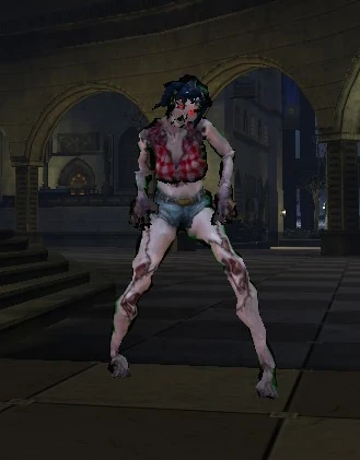 Female player character as zombie