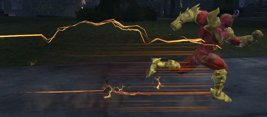 A player running at super speed as a wrath demon.