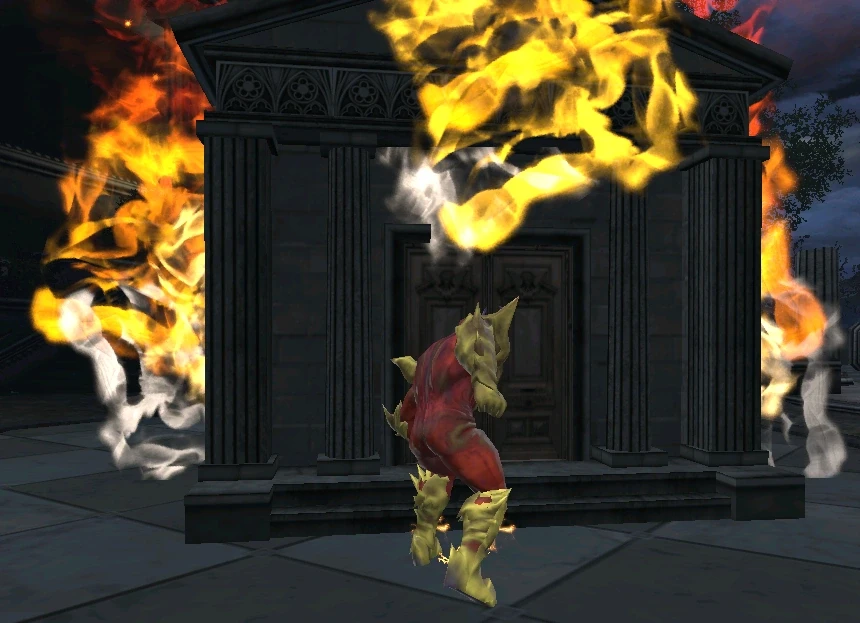 A burning tomb.