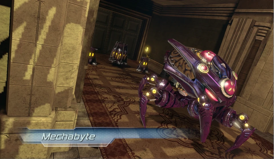 A giant and unsurprisingly unfriendly robot.