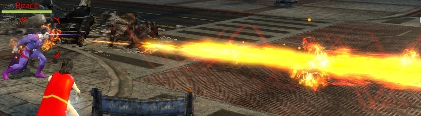 Bizarro using his flame breath.