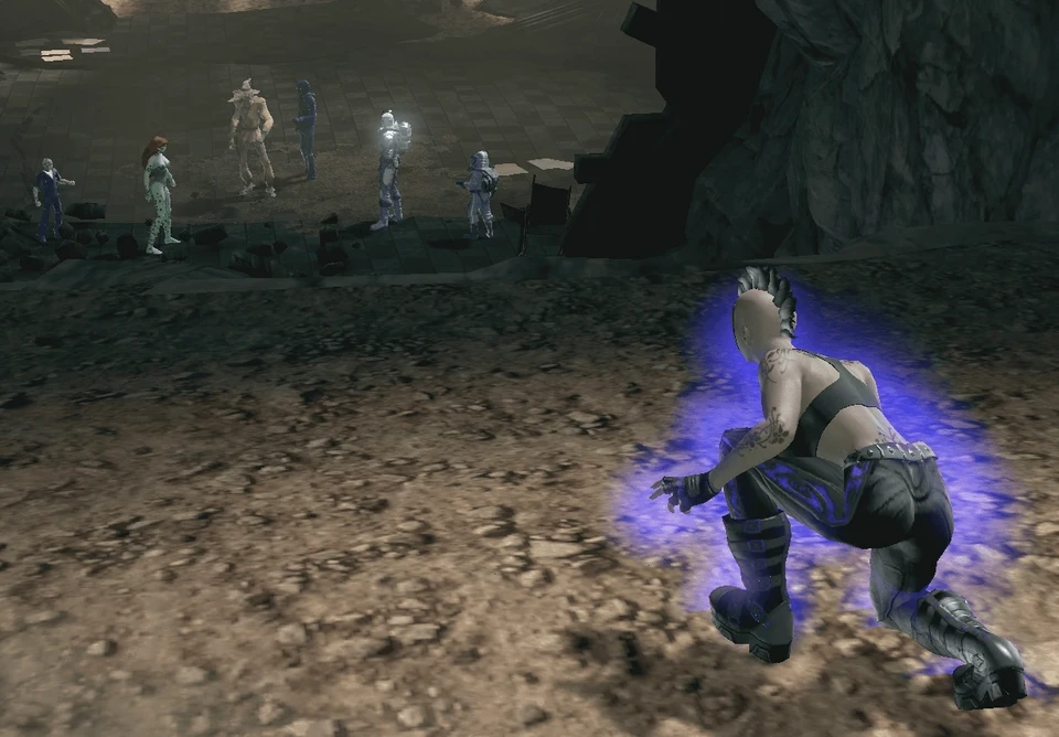 Player sneaking in on Poison Ivy, Scarecrow and Mister Freeze